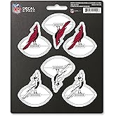 FANMATS 39515 NFL - Arizona Cardinals Decal 6-pk - Works On Hard Surfaces - for Homes, Cars, Trucks, SUVs, Personal Items, Laptops, Cell Phones | Red & Black | 5” x 6.25” | 6 Various Logos/Wordmark