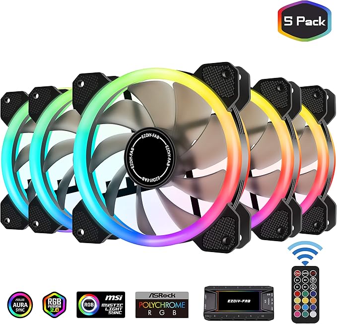EZDIYFAB Neue Dual Ring RGB Lüfter 120mm, RGB LED Amazon.de Computer & Zubehör
