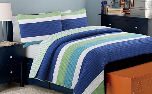 blue and green twin bedding