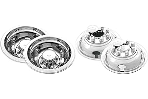 Kaper II SS-1604-EZNU Polished Stainless Steel Universal Truck Wheel Simulator Set for Chevrolet/Ford/Dodge (16" x 6" 6.5" Bo