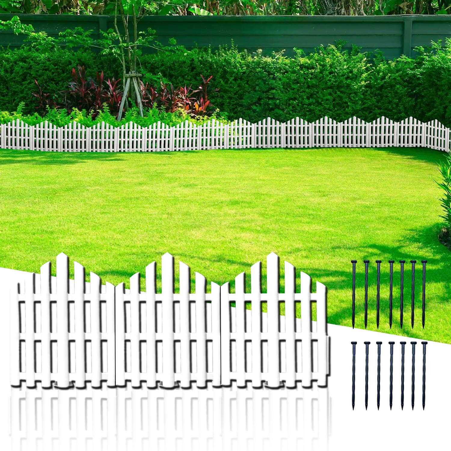 Photo 1 of FLAPKWAN No-Dig Garden Edging Border 13FT Landscape Edging 14.6 Inch Tall for Flower Bed Fence, 14pcs Garden Lawn Edging with Stakes