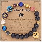Bolinailo Zodiac Beaded Bracelets for Women, 12 Constellations Crystal Stone Bracelet for Birthday Zodiac Gifts, 18k Gold Constellation Charm Bracelet Jewellery