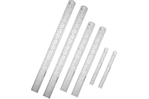 ZZTX Metal Ruler Stainless Steel Ruler Straight Edge Measuring Tool 6 Inch +12 Inch + 16 Inch 6 Pack Set