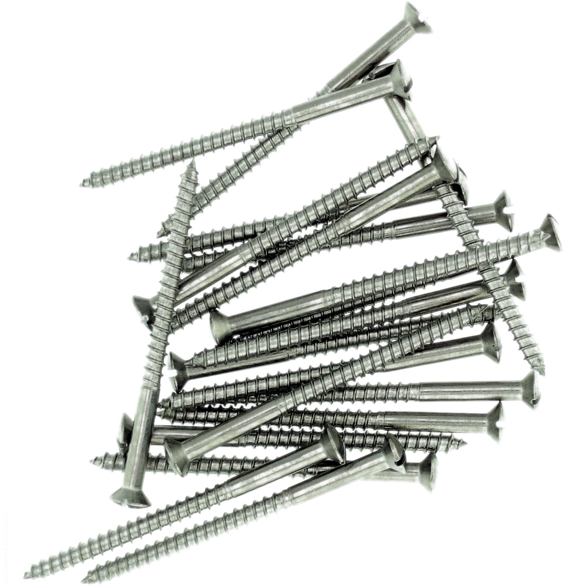 No.8 x 1.38 (4.0mm x 35mm) Slot Raised Countersunk Wood Screw - Stainless Steel (A2) (Pack of 20)