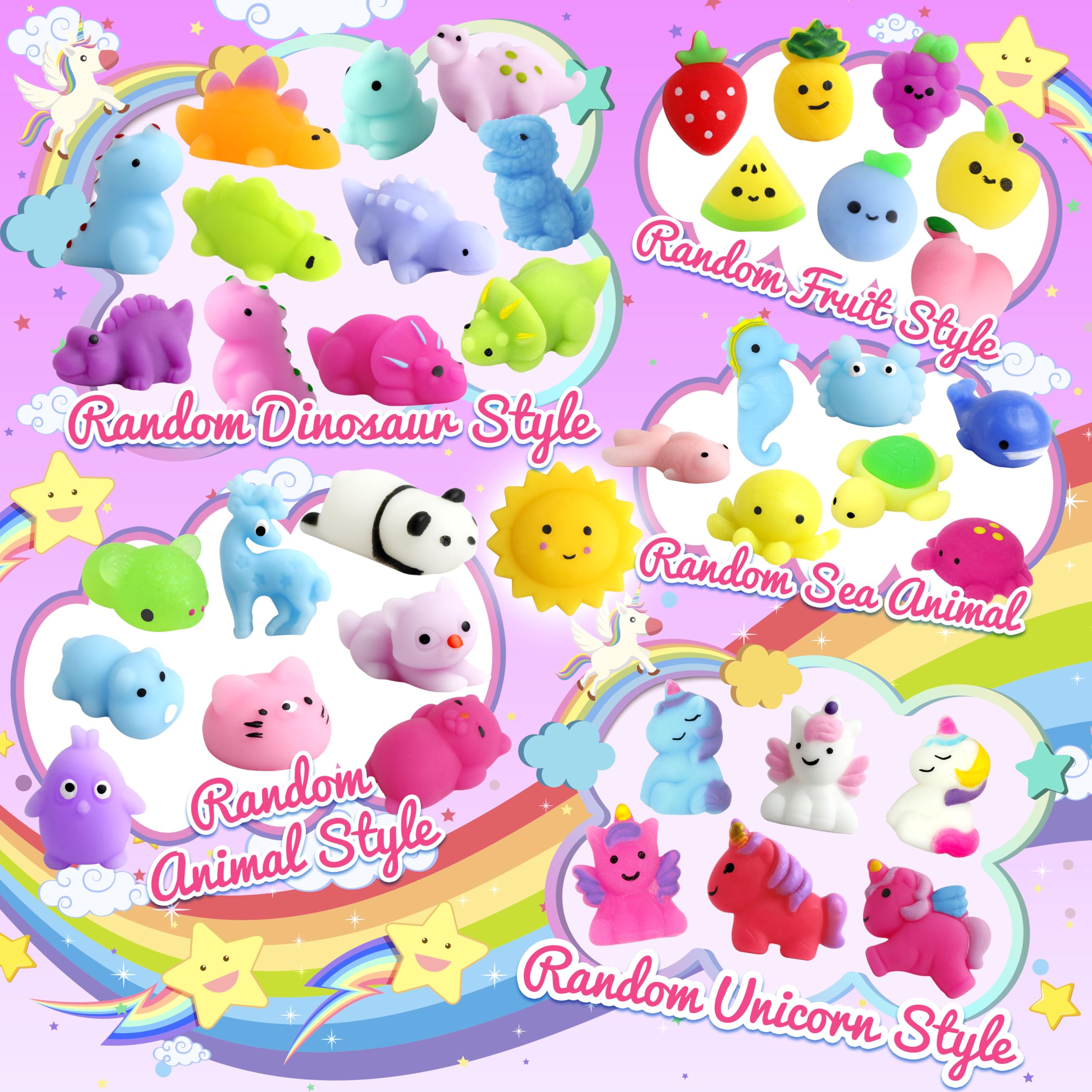 150 Pack Mochi Squishy Toys Kawaii Squishies Stress Relief Toys Pack Boys Girs Party Favors Bulk Birthday Gifts Valentines Day Gifts for Kids Easter Egg Fillers Easter Hunt Basket Pinata Stuffers
