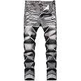 JUNBAOSS Men's Slim Fit Stretch Jeans Ripped Skinny Jeans for Men, Distressed Straight Leg Fashion Comfort Flex Waist Pants