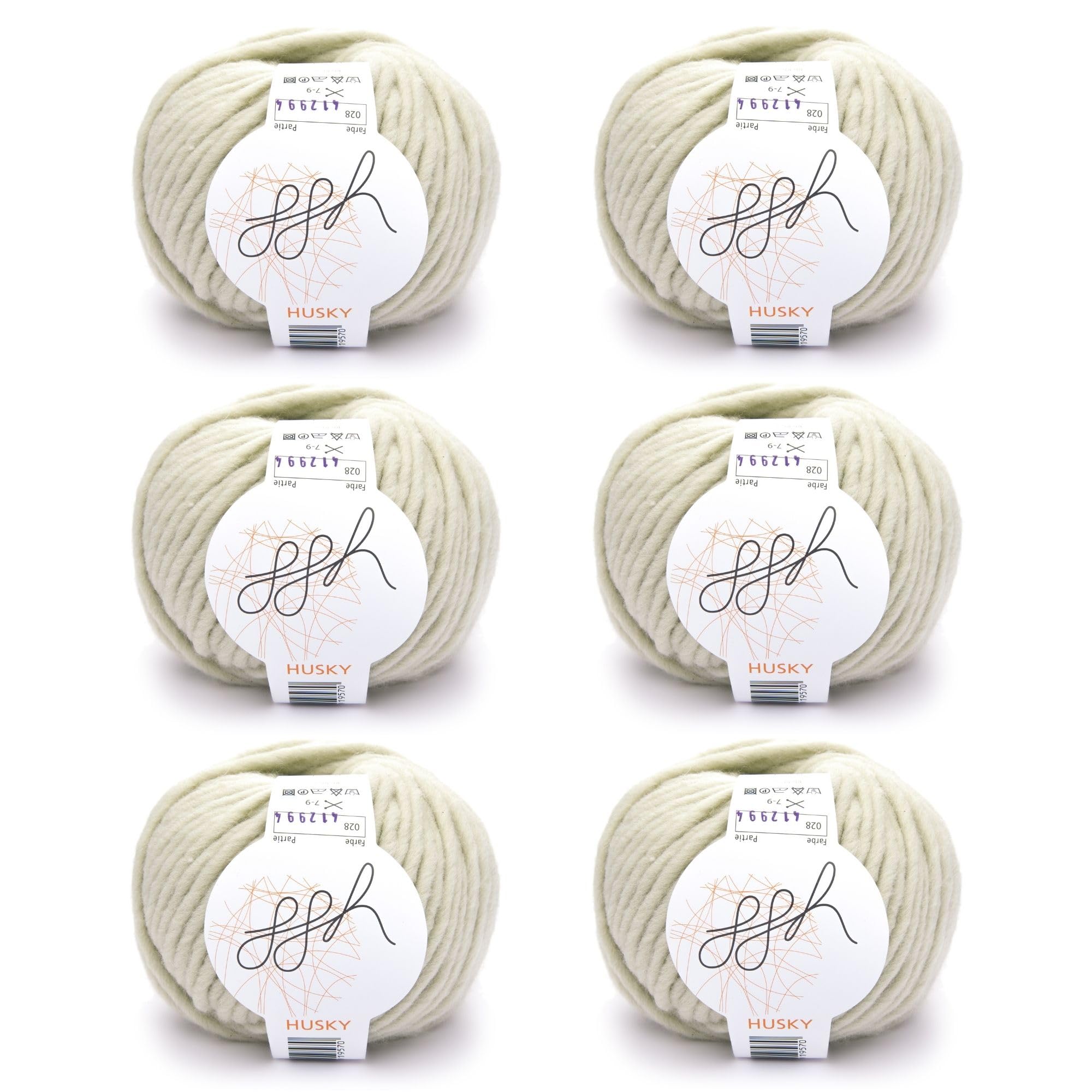 ggh Husky Box with 6 Balls - 50g per Ball - a Total of 300g - Colour 028 - Marble Grey