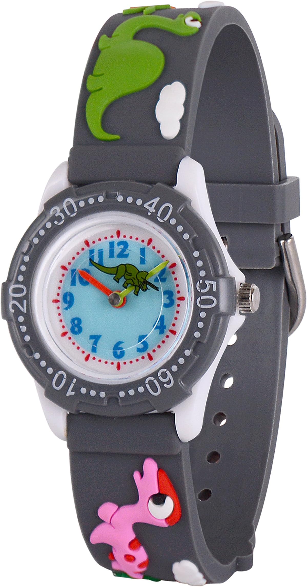 Neihou School Boys Toddler Kids Analog Wrist Watch with Second Hand 3D Dinosaur Strap Round Dial with Bezel Water Resistant Boy Wrist Watch WB048