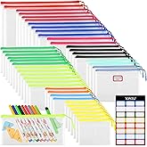 YOPCDJ 42pcs Mesh Zipper Pouch Bags, Puzzle Bag for Organizing Storage,12 Colors for Puzzles Board Game Storage, 8 Sizes for Reusable Plastic Zip Organizer for Travel