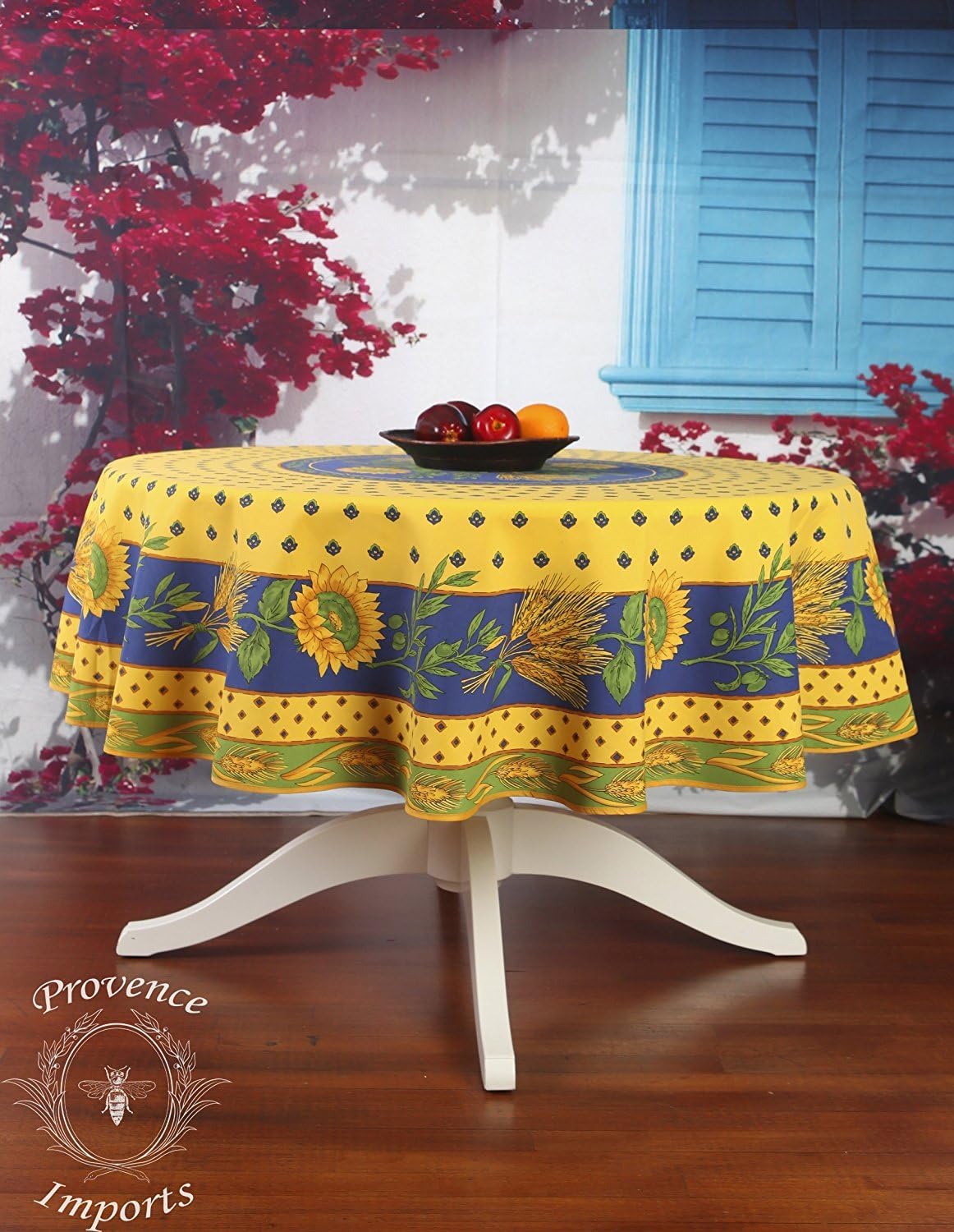 Tournesol Yellow 70" Round French Provencal Polyester Tablecloth: Home & Kitchen