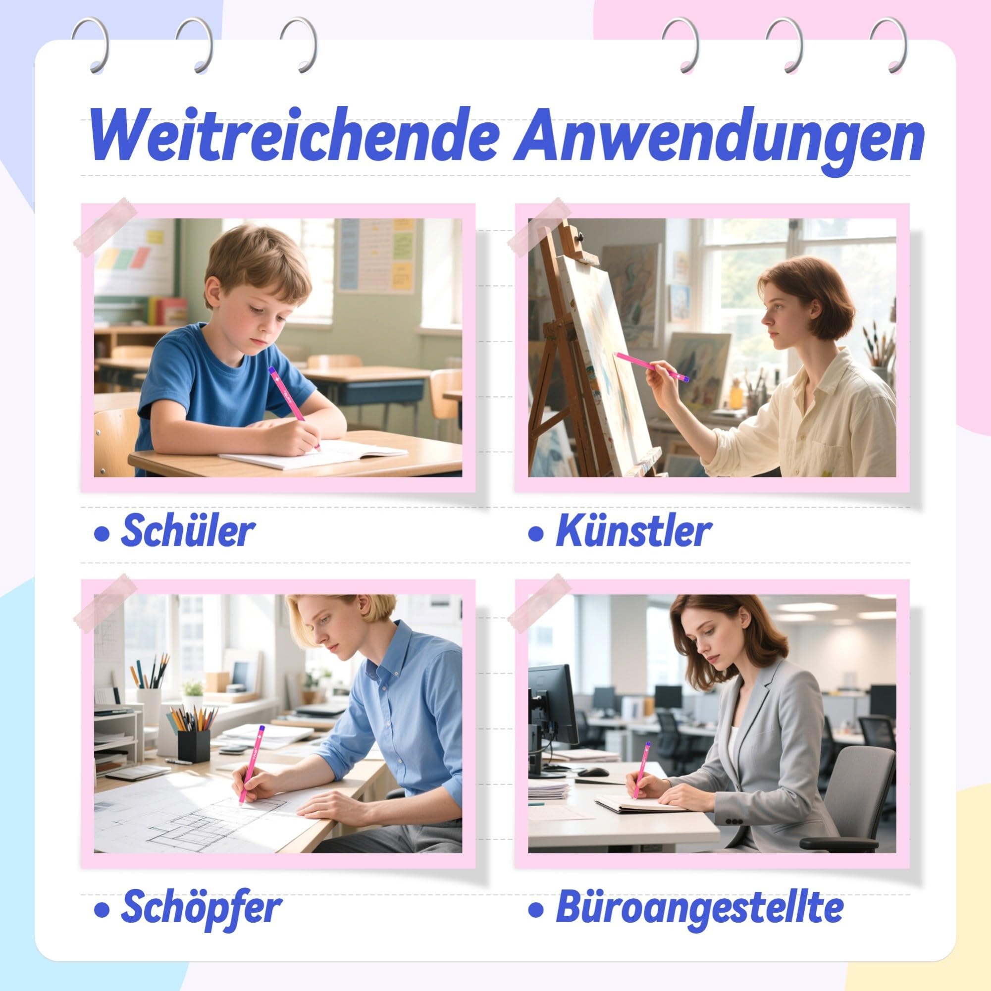 YPLUS Radiergummi – 3 Stück Präzise und saubere Radierung, ideal für Kinder und Schule, einzigartiges Stift-Design, inklusive Spitzer - Blau 5
