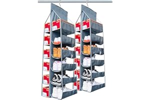 Zebricolo Hanging Shoe Rack - Extra Large 24 Pocket, Hanging Closet Shoe Organizer, Space Saver - 2pcs Grey