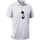 ZITY Men's Golf Shirts Short Sleeve Moisture Wicking Performance Print Patterns Casual Collared Golf Polo Shirt for Men