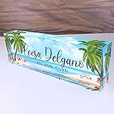 Artblox Office Desk Name Plate Personalized | Custom Name Plates for Desks | Sea Beach Design On Clear Acrylic Glass | Office Desk Decor - (8" x 2.5")