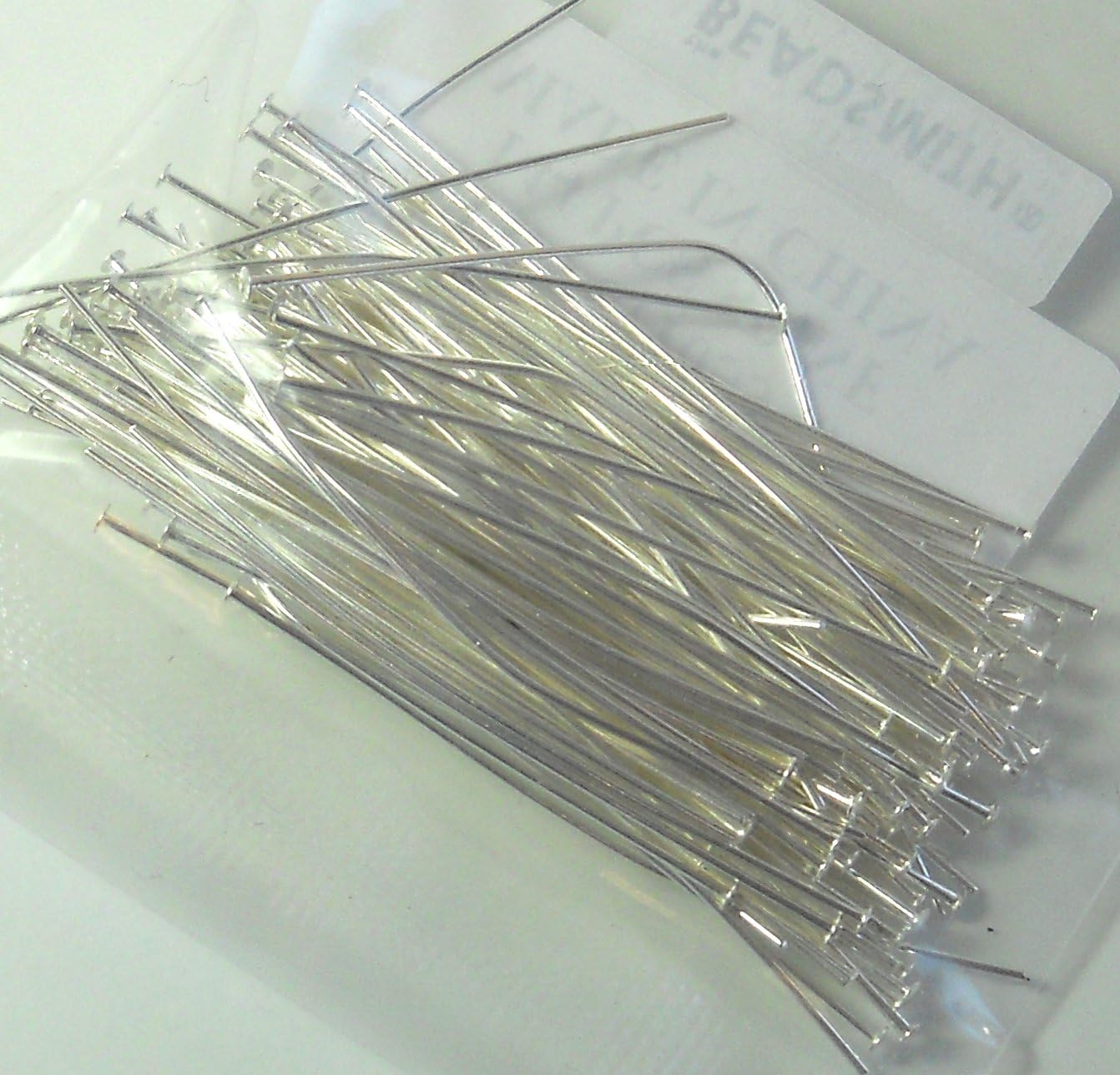 144 Head Pins .029dia X 2 Inch Silver Plating Over Brass Standard 21 Gauge Wire Beadsmith Headpins