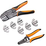Wirefy Crimping Tool Set 8 PCS - Ratcheting Wire Crimper - Heat Shrink, Non-Insulated, Open Barrel, Flag, Ferrule Connectors