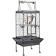 Yaheetech 69-inch Wrought Iron Rolling Large Parrot Bird Cage for African Grey Small Quaker Amazon Cockatiel Sun Parakeet Green Cheek Conure Dove Lovebird Budgie Play Top with Stand