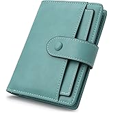 Alldaily Small RFID Blocking Leather Wallet for Women, Bifold with 10 Card Slots and Zipper Pocket (Purist Blue)