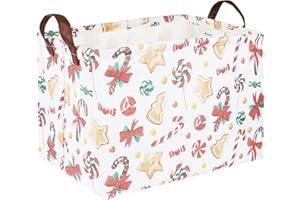 DDBASKET Rectangular Christmas Basket Christmas Gift Basket for Families Holiday Basket Kids Toy Storage Bin Organizer Box Christmas Room Decor for Gift Home(Christmas Candy)