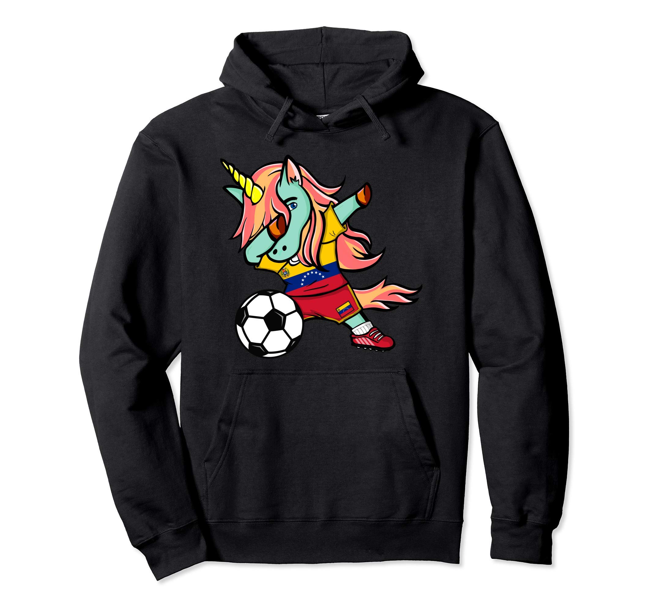 Dabbing Unicorn Venezuela Football - Venezuelan Flag Soccer Pullover Hoodie