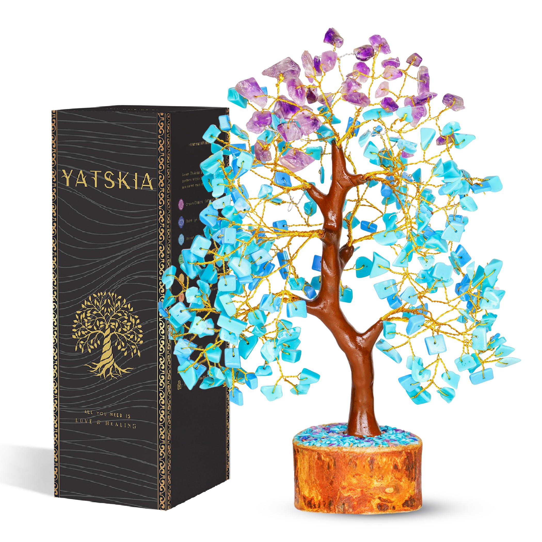 YATSKIA Amethyst and Turquoise Crystal Tree of Life - Crystal Decor - Spiritual Gifts - Meditation Decor - Gemstone Tree