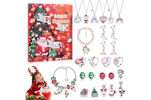 Advent Calendar 2025 for Girls, 24 Days Christmas Countdown with Charm Bracelet Necklace Rings Earrings, DIY Jewelry Making K