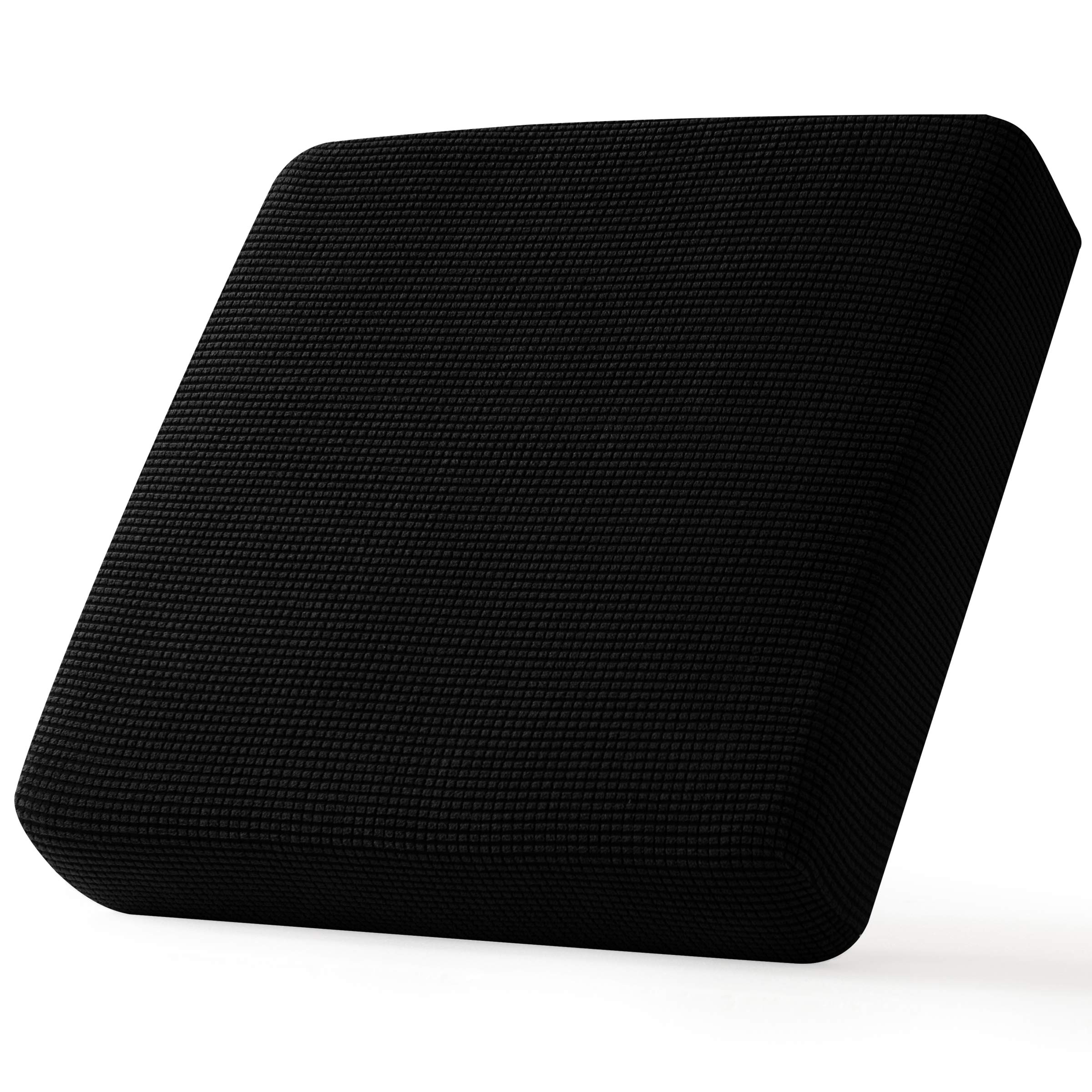 CHUN YI Stretch Sofa Seat Cushion Cover, Fitted Sofa Couch Cushion Covers Furniture Protector, Checks Jacquard Spandex Fabric (Chair, Black)