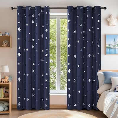 Deconovo Navy Blue Curtains 2 Panels Eyelet Thermal Blackout 46 x 54 in