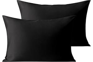 Organictune Pillow Cases Queen Size Set of 2 Microfiber Pillowcases Shrinkage and Fade Resistant Pillow Covers with Envelope Closure（Black,20x30 Inches）