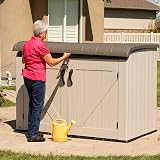 LIFETIME 60170 6 x 3.5 ft Heavy Duty Low Plastic Shed Desert Sand White view 7
