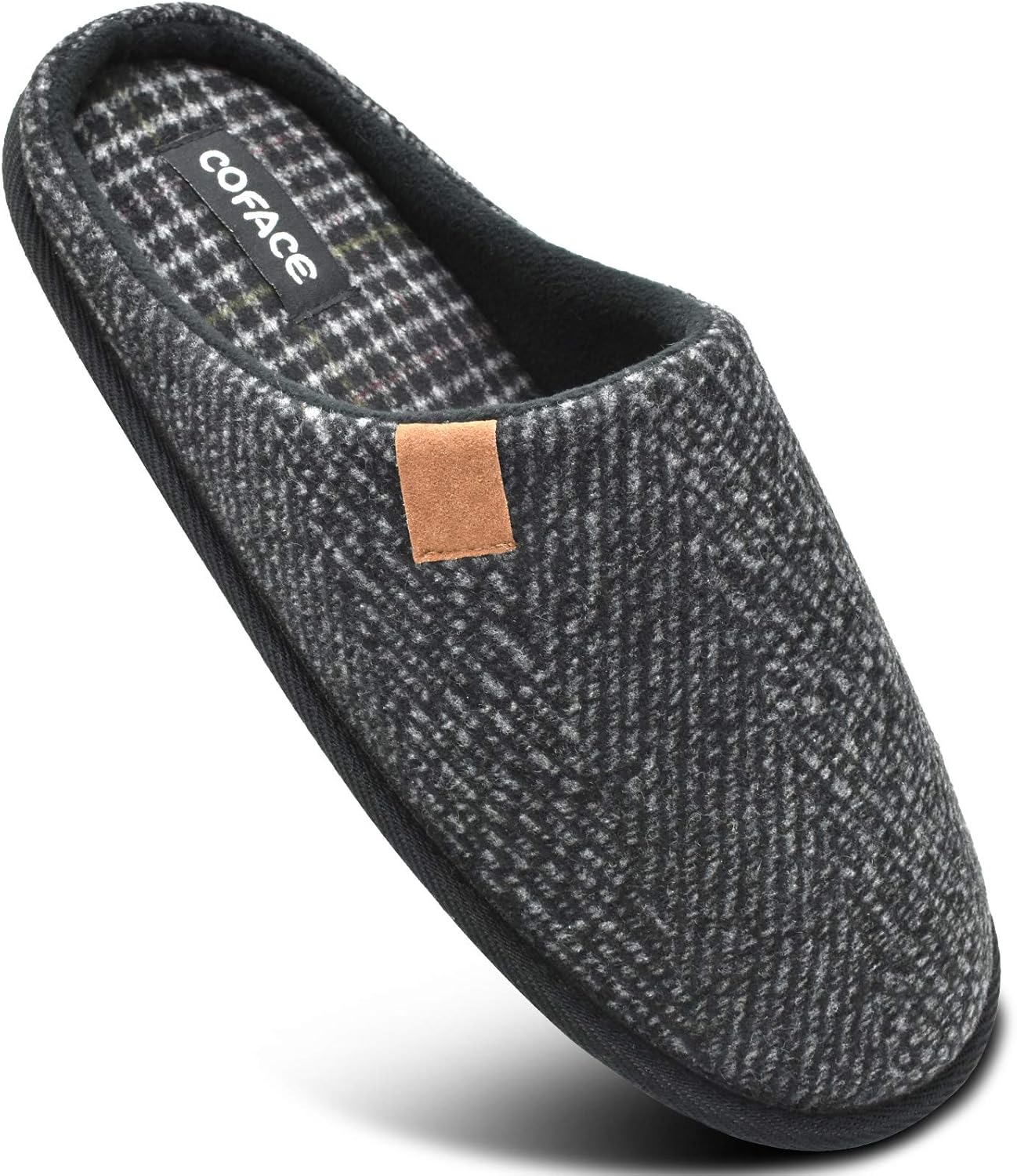 COFACE Mens Slippers Slip On Mule Memory Foam House Shoes Indoor/Outdoor with AntiSkid Sole