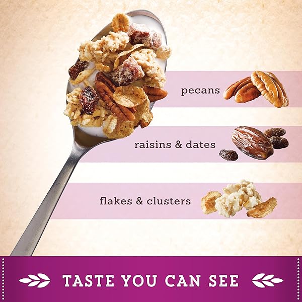 GREAT GRAINS RAISINS DATES & PECANS BREAKFAST CEREAL, CRUNCHY CLUSTERS WITH SWEET FRUIT AND WHOLE GRAINS, NON-GMO, 25 OZ BOX