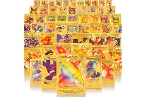 GENERIC 55 PCS Ultra Rare Gold Foil Cards Set – VMAX, GX, EX & More – No Duplicates – Premium Metallic Cards with Gold Deck Box – Gift for Kids & Collectors