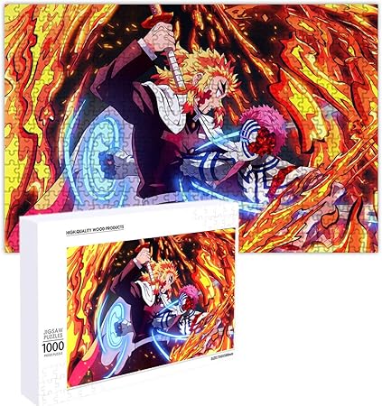 Amazon 鬼滅の刃 パズル マインドゲーム 1000ピース 50x75cm 無限列車 煉獄杏寿郎 Vs あかざ 猗窩座 木製 パズル ぱずる 萌えグッズ アニメ 子供 グッズ 初心者向け ギフト プレゼント Uv環境に優しい上質なプリント はい1対1の紙質原図 木製パズル おもちゃ