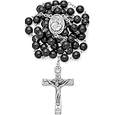 Mondo Cattolico Rosary Beads catholic for Women and Men from Vatican, Our Lady of Good Health Traditional Rosary in Hematite beads - Perfect Catholic gifts