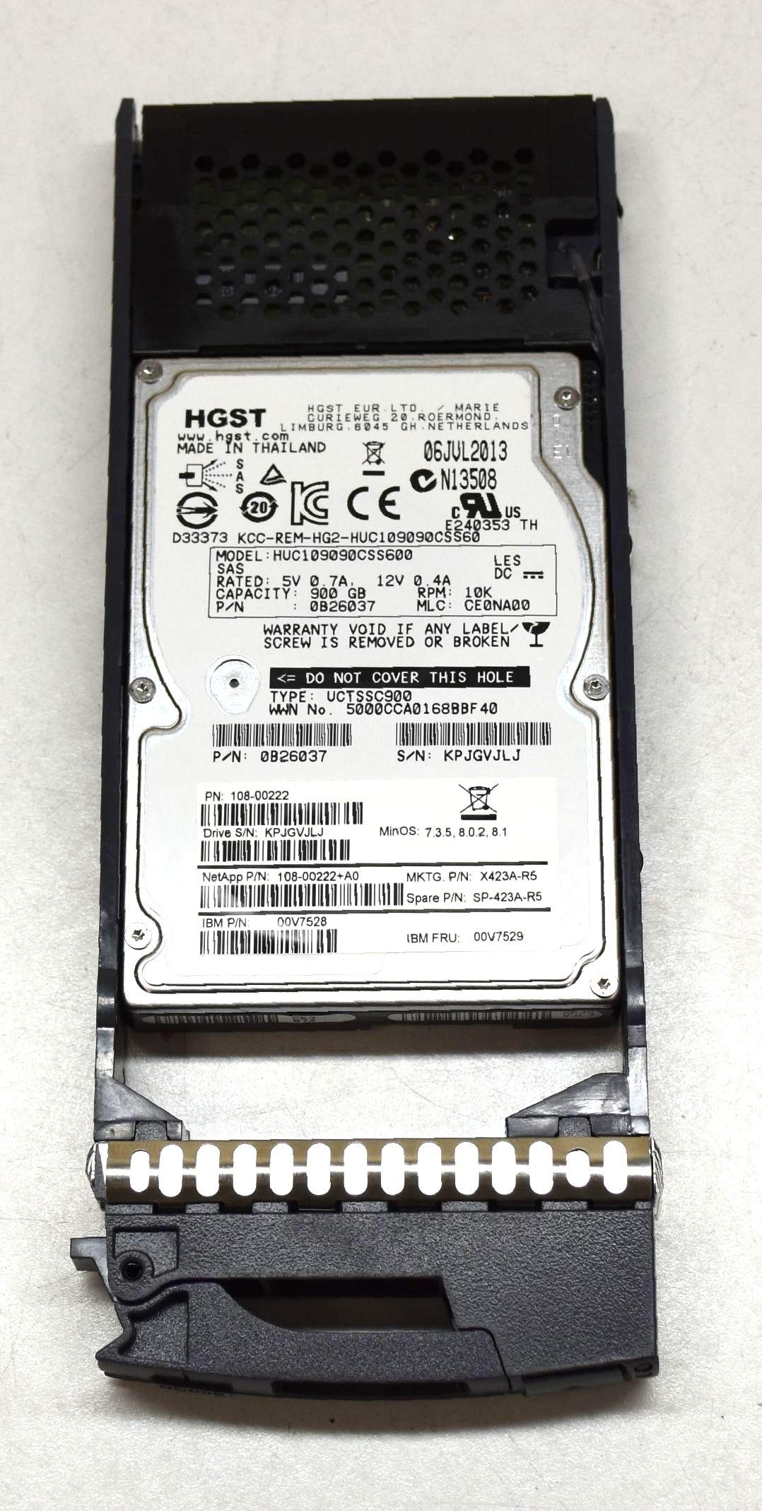 NetApp X423A-R5 108-00222+A0 900GB 10K SAS 6Gb 2.5" Hard Drive for DS2246 Shelf