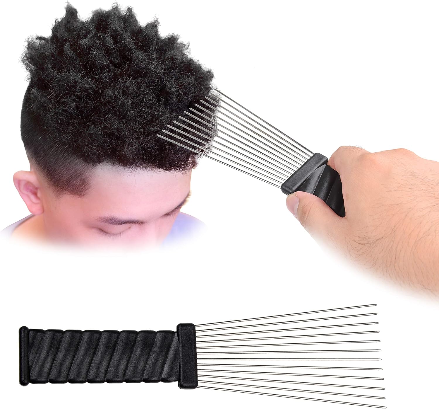 Kare & Kind 2 pcs Metal Hair Pick Comb - Afro Picks for Men and Women - Easy Grip Handle for Hairstyling - For All Types of Hair - Image 3