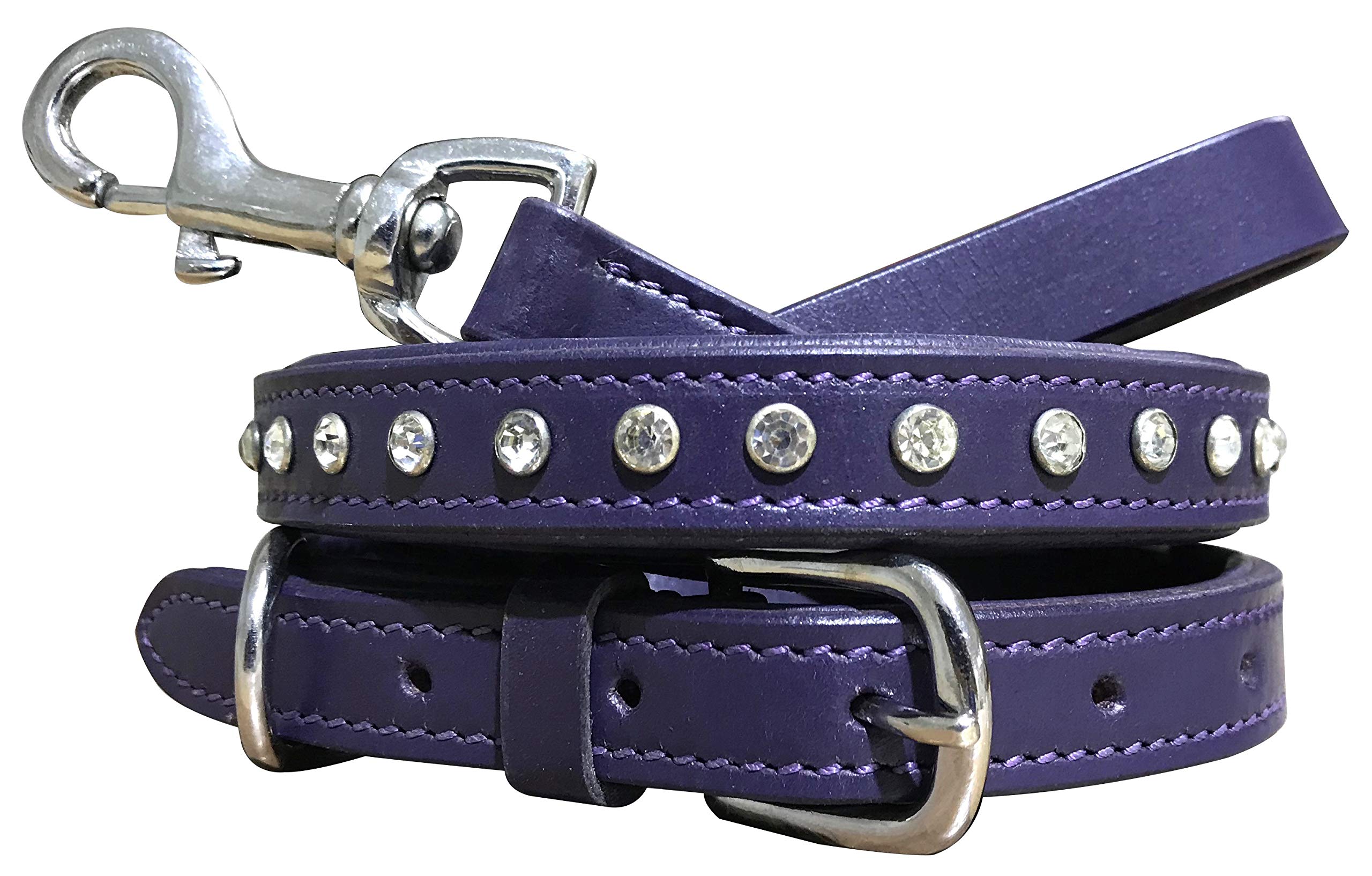 BRADLEY CROMPTON Genuine Leather Matching Pair Dog Collar and Lead Set L