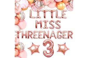 ROARING GOOD TIME 101 PCS Little Miss Threenager Balloons Little Miss Threenager Birthday Decoration Little Miss Threenager backdrop Little Miss Threenager Party Supplies 3rd Birthday Decoration 3rd Birthday Balloon…