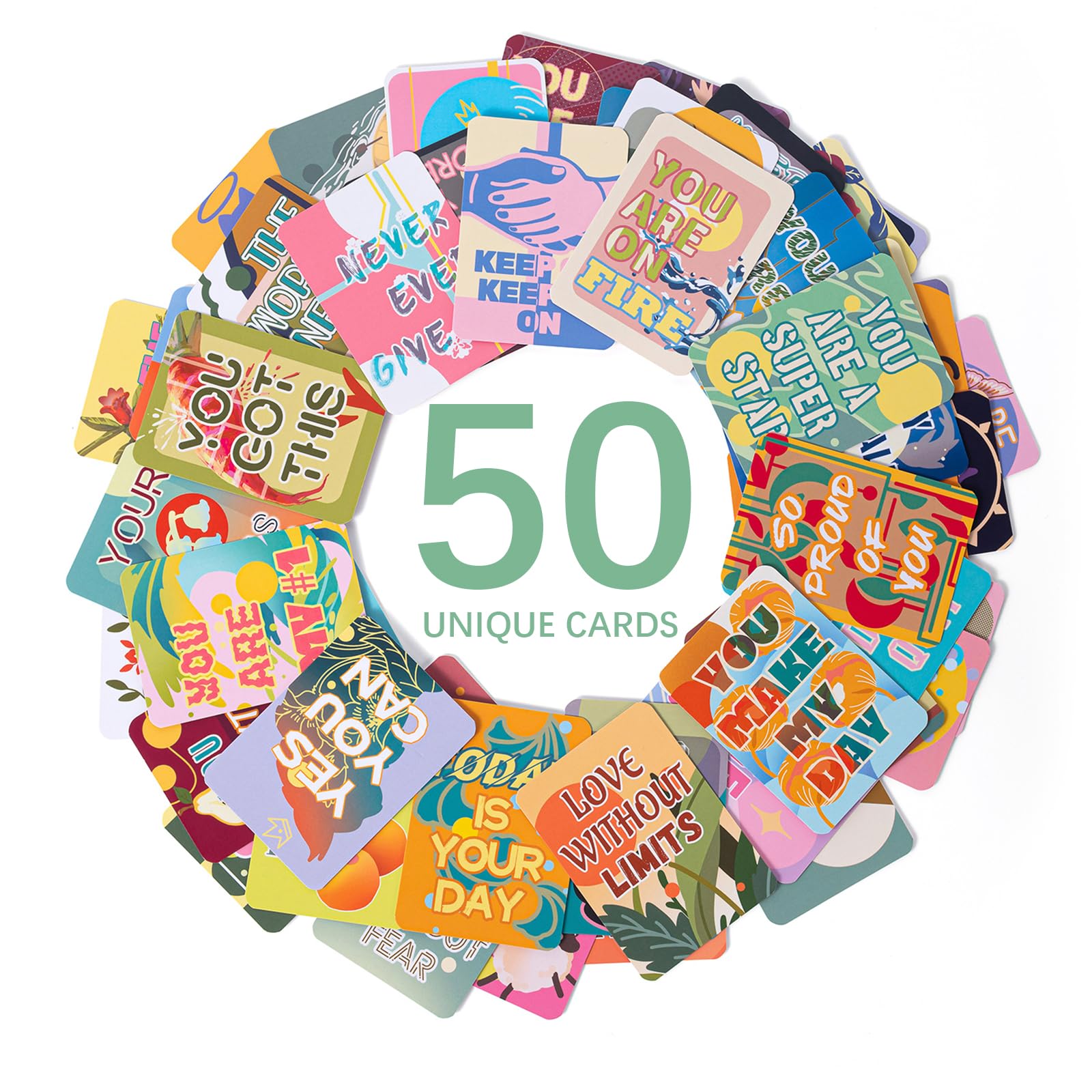 HOMANGA 50 Unique Motivational Note Cards, Inspirational Kindness Cards for Kids, Encouragement Affirmations Card for Kids, Positive Notes Card for Students, Teachers