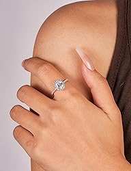 Oivley 1.5CT Oval Halo Engagement Rings for