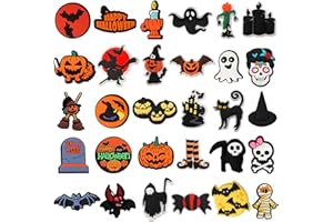 mortd Halloween Shoe Charms, 30PCS Pumpkin Witch Ghost Bat Spider Shoe Decoration Charms for Shoes Wristband Clog, Spooky PVC Shoe Accessories for Halloween Party Favor Holiday Birthday Gifts