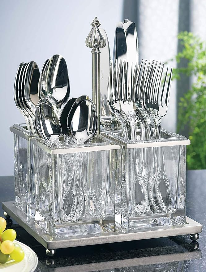 METAL AND GLASS FLATWARE CADDY Amazon.in Home & Kitchen
