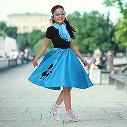 Rabtero Kids Sock Hop Costume, Girls 1950s Dress