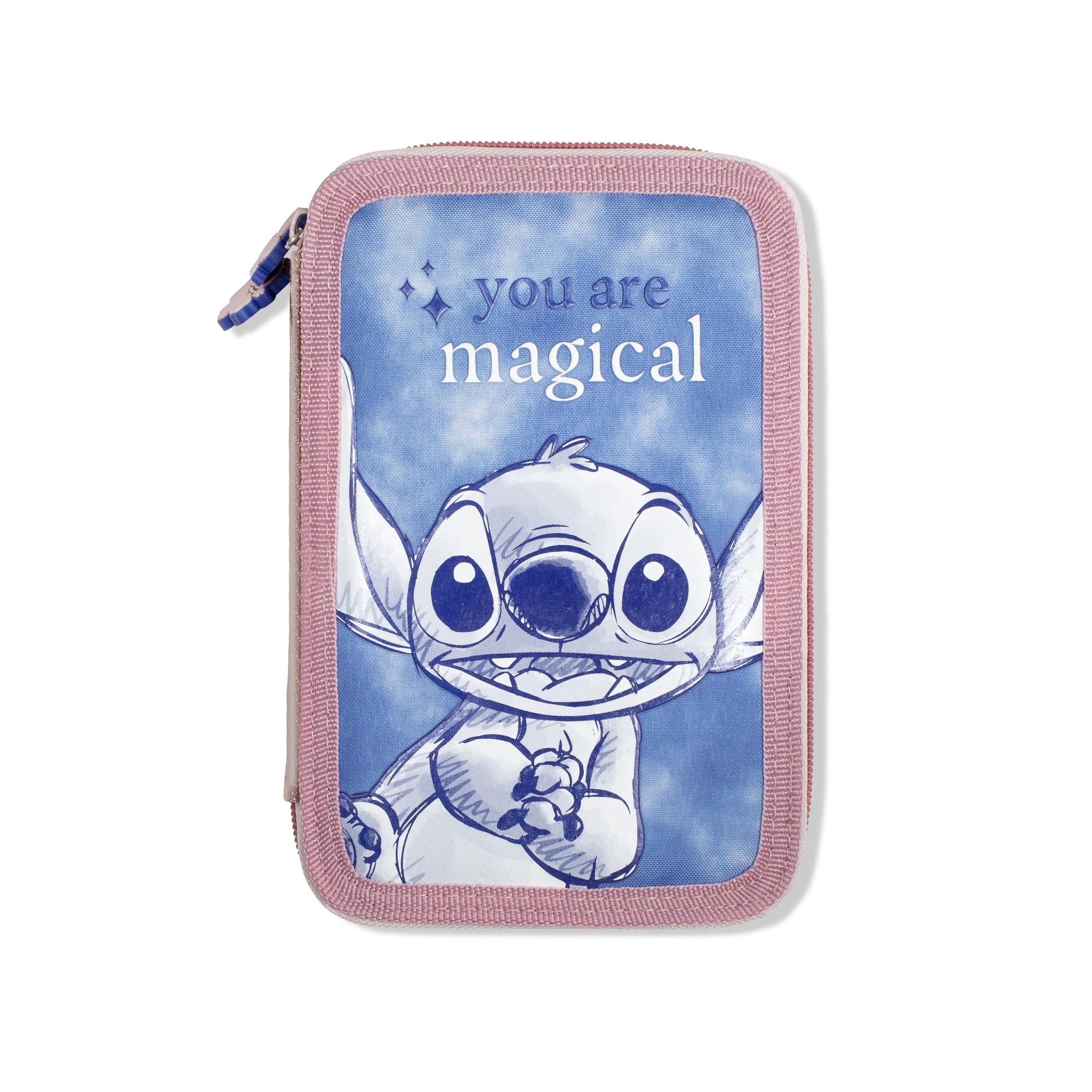 Disney Stitch Kids Filled Stationery Pencil Case Multi-Coloured with Pencils, Marker,s Ruler, Rubber, Back to School