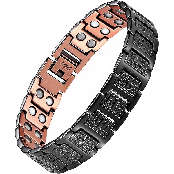 Men's Solid Copper Link Bracelet - 8 1/2 Inch, 1/2 Inch Wide, Thick & Durable, Lobster Claw Clasp