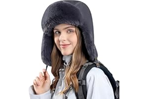 KAICAILA Trapper Hat with Faux Fur Linning Eskimo Windproof, Women Winter Warm Hats Men's Russian Ushanka Hunting Hat