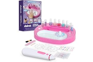 Claire's Kids Nail Art Kit, 67-Piece Airbrush Glitter Salon Nail Charms & Accessories Set, Polish, Press-On Nails, Stickers, Wraps, Girl Toys & Beauty Activity, Manicure Fashion Gift for Girls Age 8+