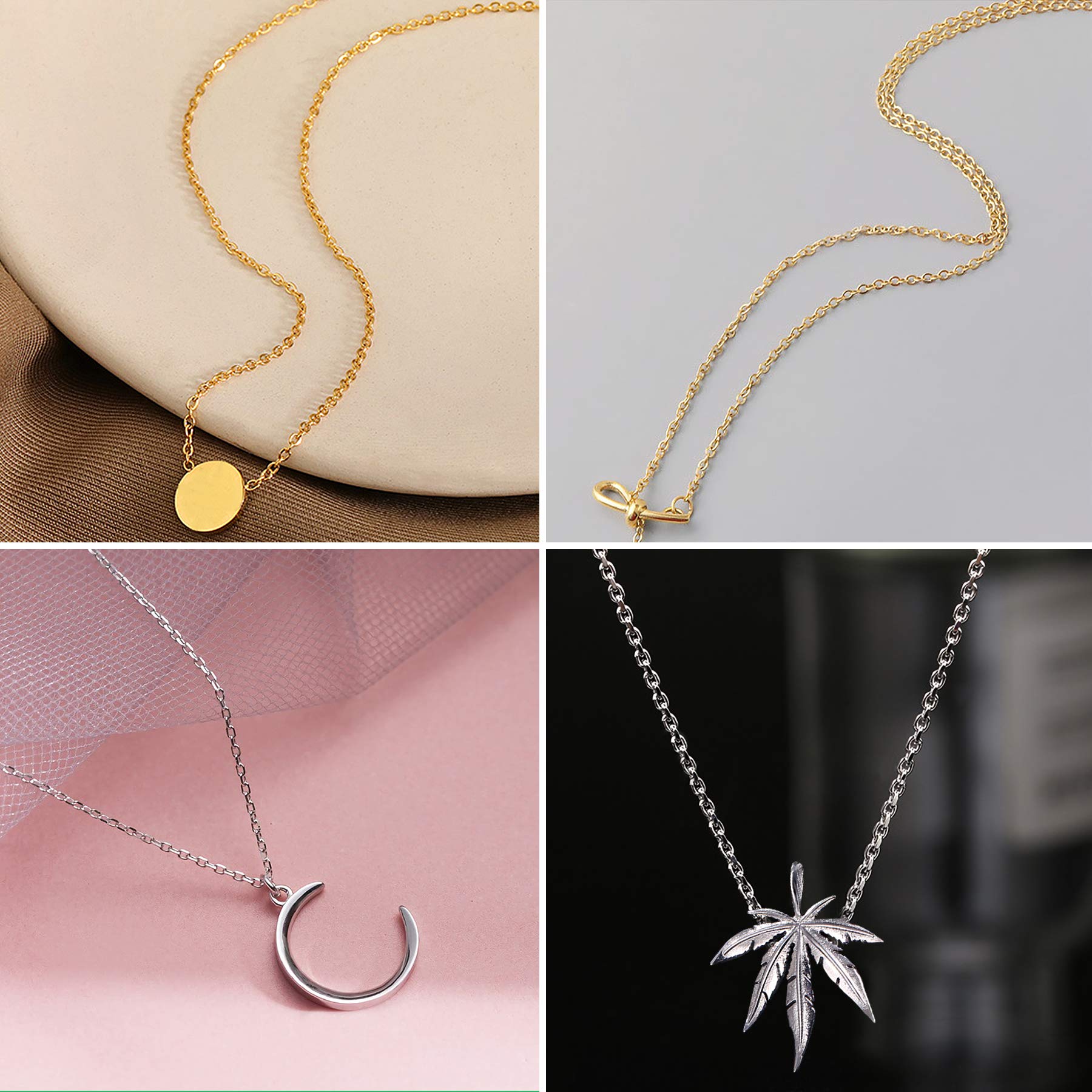 SANNIX 50 Pack Silver Plated Necklace Chains Bulk, Cable Chain Pack for Jewelry Making