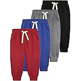 Aocku 4 Pack Toddler Boys Sweatpants Cotton Toddler Boys Girls Sweatpants Pants with Pocket Drawstring